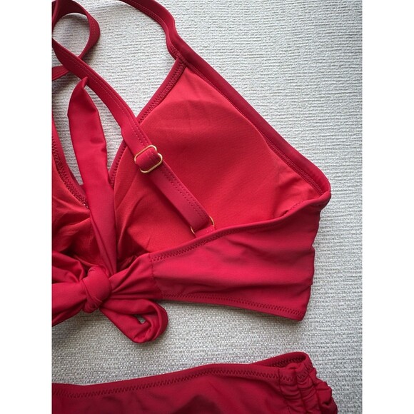 Womens Tummy Control Bathing Suit Modest High Waisted Bikini Set red size Medium - Picture 13 of 15